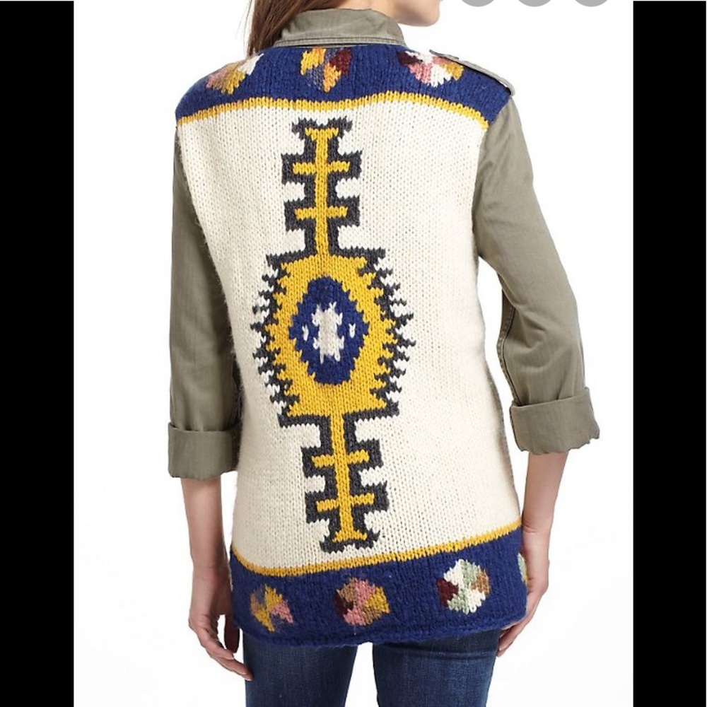 Anthropologie Sweater Back Military Jacket
